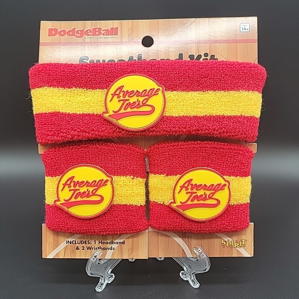 Average Joe's Dodgeball Movie Sweatband Kit 1 Headband 2 Wristbands for Cosplay